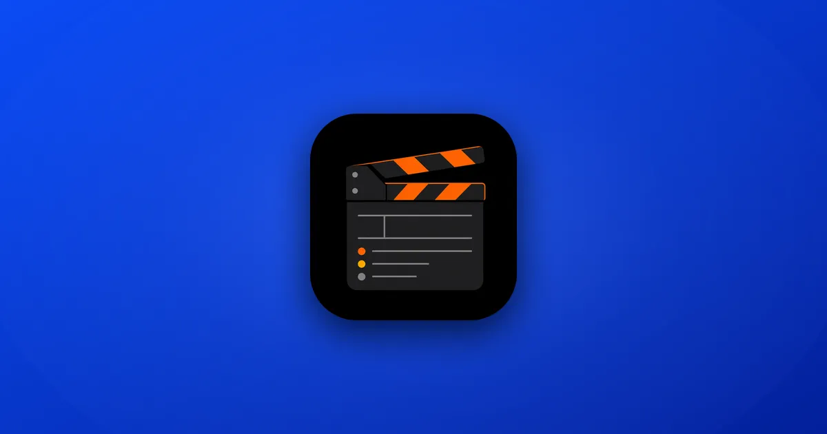 Cinema Slate app icon: a black clapperboard with orange stripes.